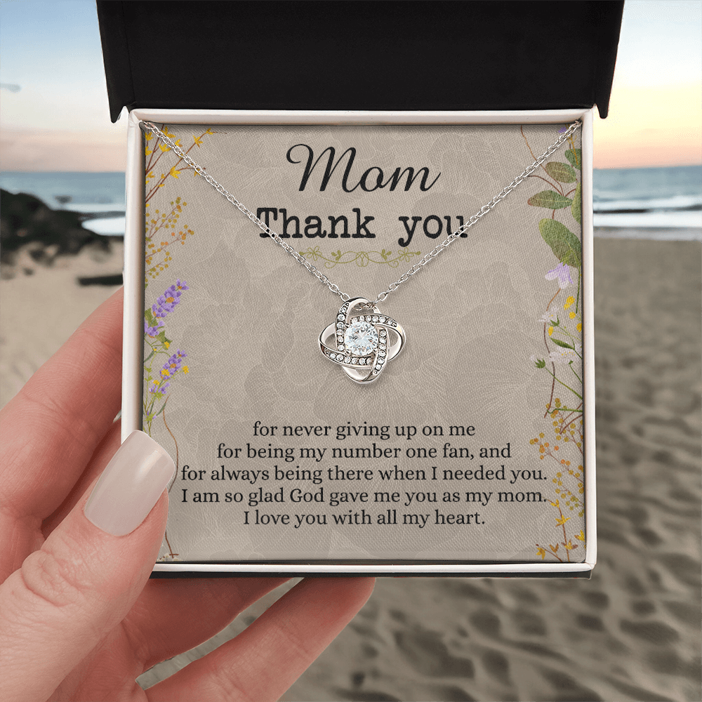 Mom Thank You Gift Necklace, To My Mom Love Knot Necklace From Daughter Necklace Gift For Mom Mother's Day Necklace Gift For Mom, Birthday Gift For Mom Anniversary Jewlry Gift For Women, Mom