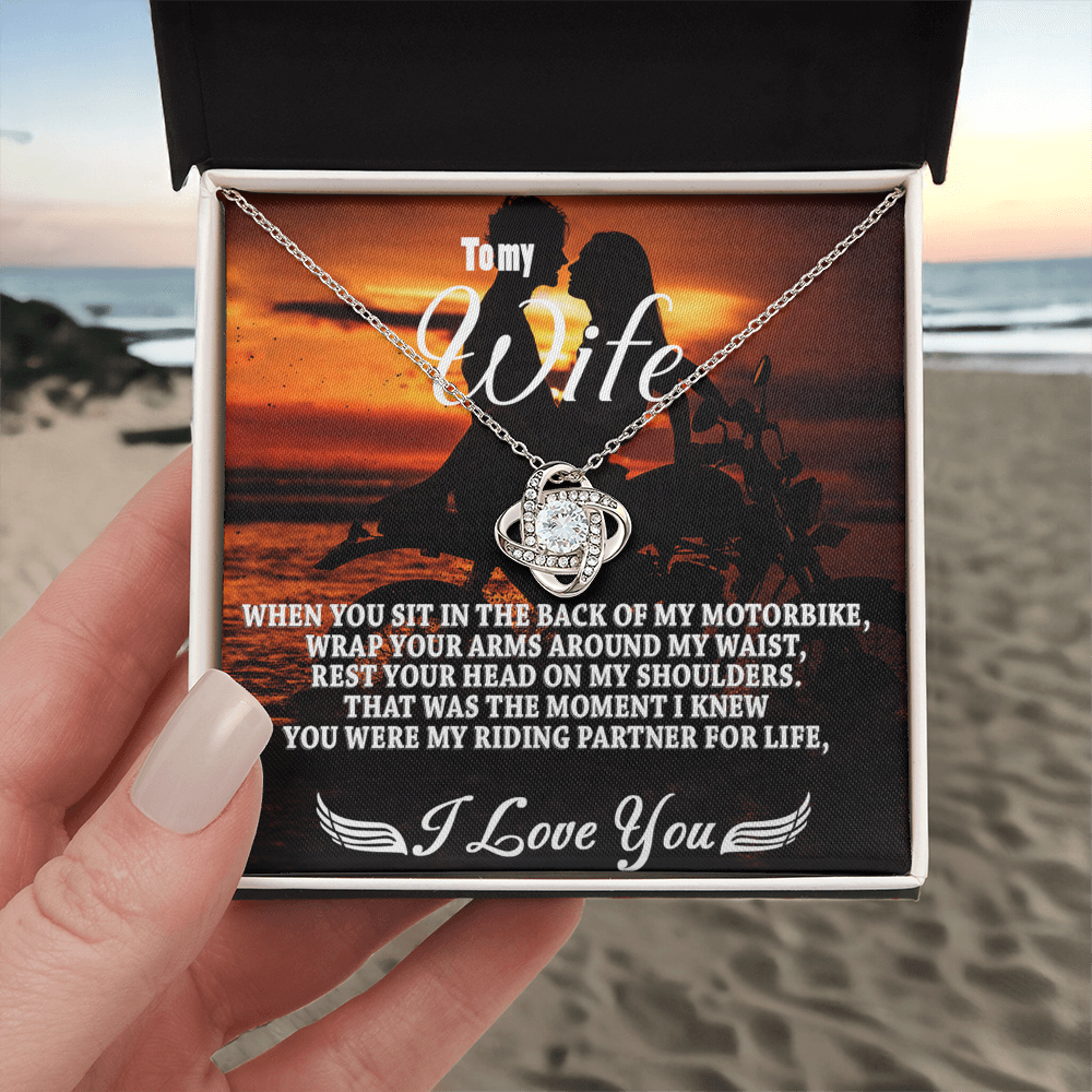 To My Wife Necklace From Husband, My Riding Partner For Life Necklace Gift For Wife From Men, Soulmate Gift Necklace Riding Partner Love Knot Necklace, Jewelry Gift For Women, I Love You Necklace