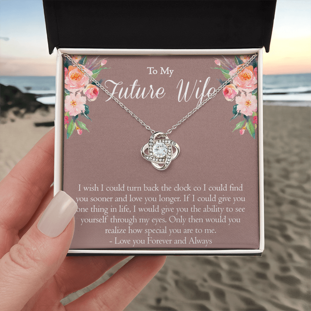 To My Future Wife Necklace From Future Husband, Personalized Gift Necklace for Future Wife, Girlfriend Pendant Jewelry for Fiance Romantic Gifts Necklace For Her, Love Knot Necklace Gift For Wife