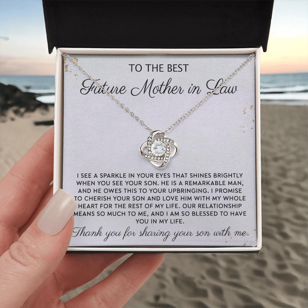 Future Mother In Law Necklace, To The Best Future Mother In Law Necklace From Son, Mother of the Groom Gift Necklace From Bride Wedding Gift Love Knot Pendants from Bride, Jewelry Gift For Women
