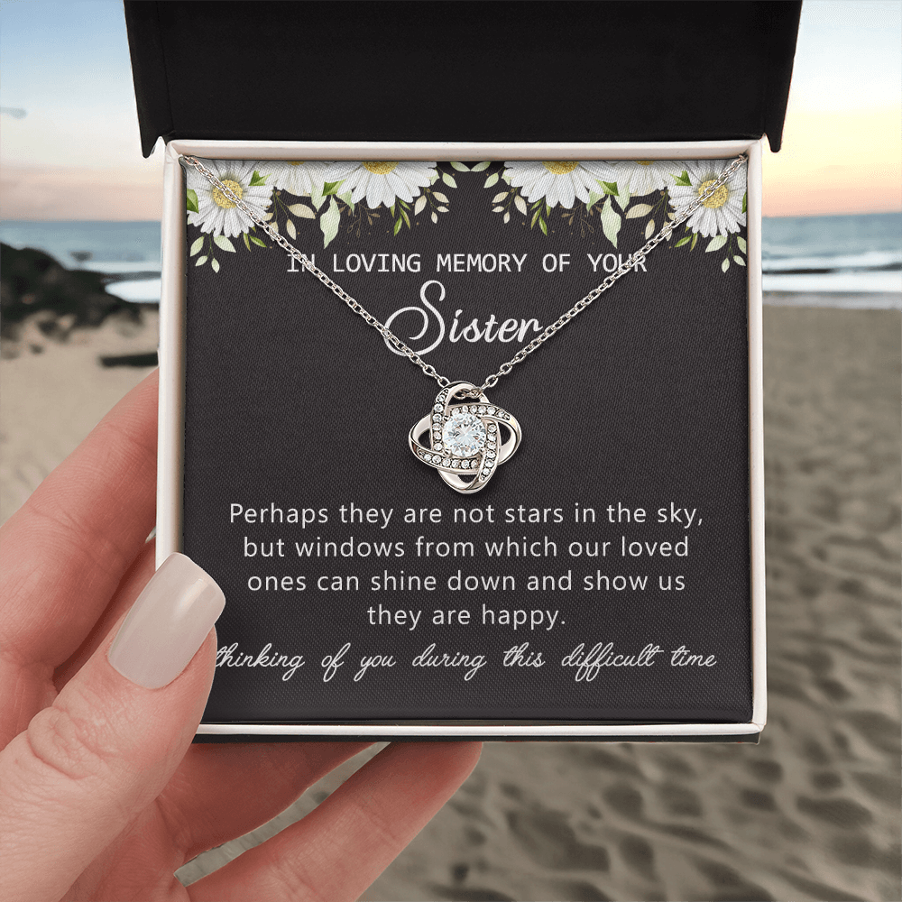 In Loving Memory Of Your Sister Love Knot Necklace, Sympathy Loss Of Sister Pendant, Sympathy Gift Box For Sister, Loss Of Sister Necklace For Sister, Condolence Gifts Pendant, Jewelry for Women
