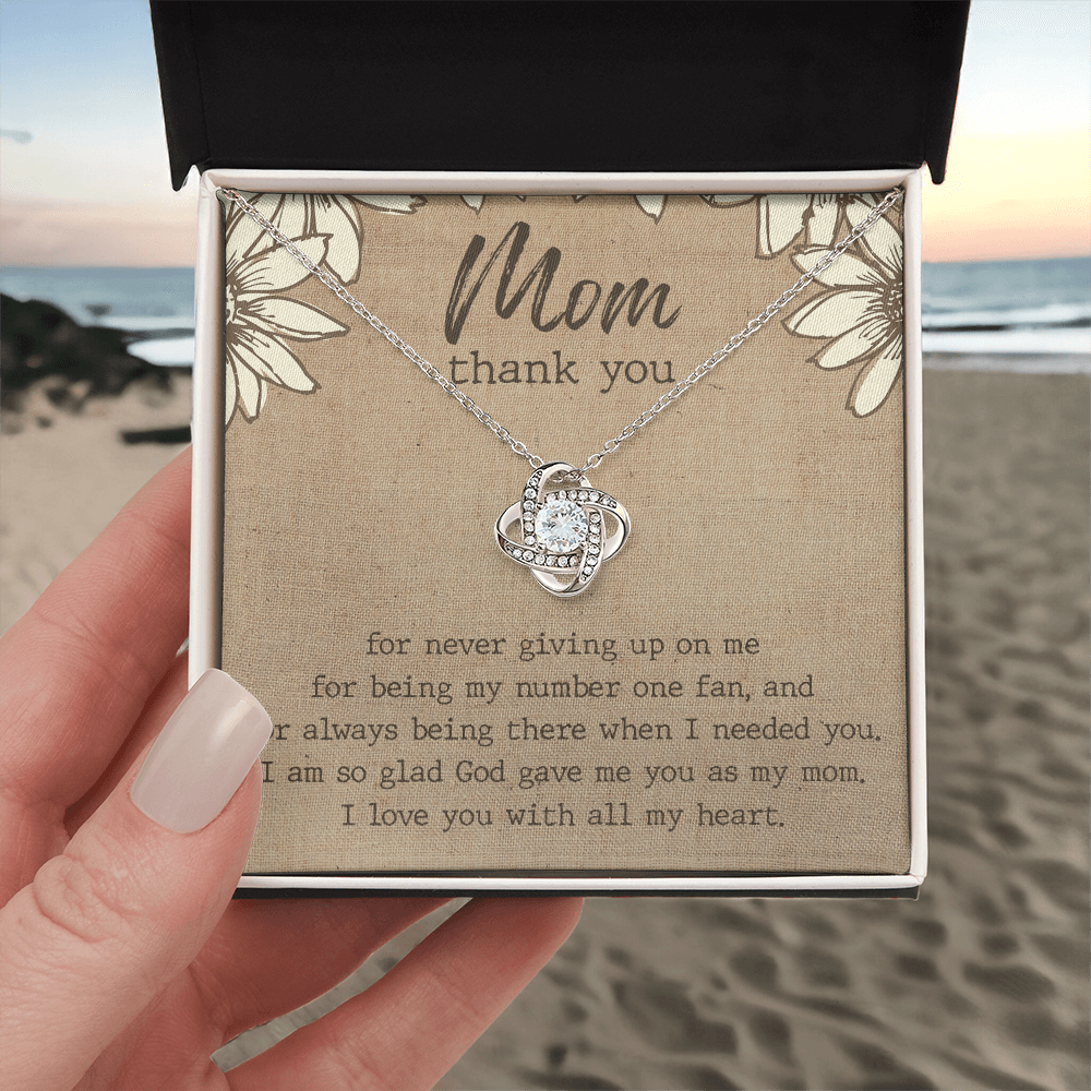 Thank You Gift necklace For Mom, To My Mom Love Knot Necklace Gift From Daughter, Jewelry Gift For Women, Mother Daughter Gift Necklace For Bonus Mom Gift Necklace Second Mom New Mom Gift Necklace