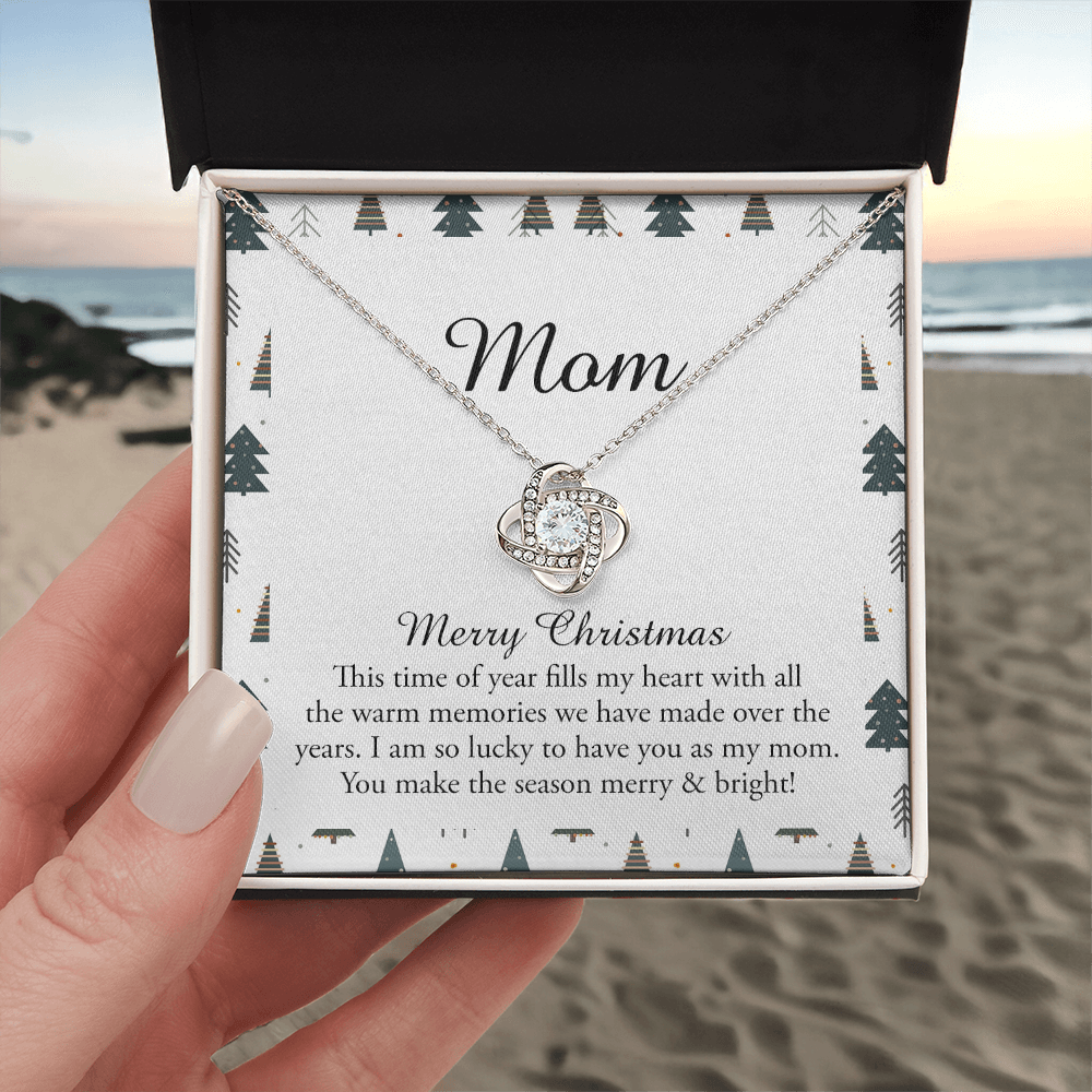 To My Mom Necklace, To My Mom Love Knot Necklace From Daughter Son To Mom Mother In Law Pendant Christmas Necklace Gift For Mother In Law Gift Necklace, Merry Christmas Necklace Gift For Mom, Mommy