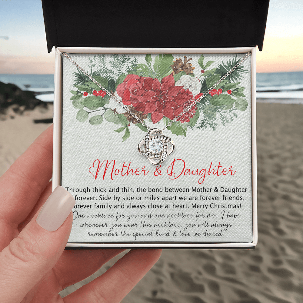 Mother And Daughter Gift Necklace, To My Mom Love Knot Necklace Gift From Daughter, Merry Christmas Necklace Gift For Mom, Mother To Daughter Gift Necklace, Jewelry Gift For Women, Mother Daughter