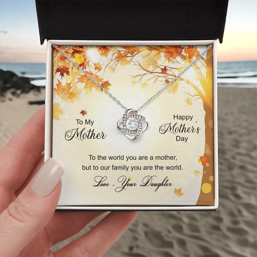Happy Mother's Day Gift Necklace, To My Mother Love Knot Necklace From Daughter, Badass Mom Necklace Gift For Mom, Mother And Daughter Jewelry Gift For Women, Bonus Mom You Are The World Necklace
