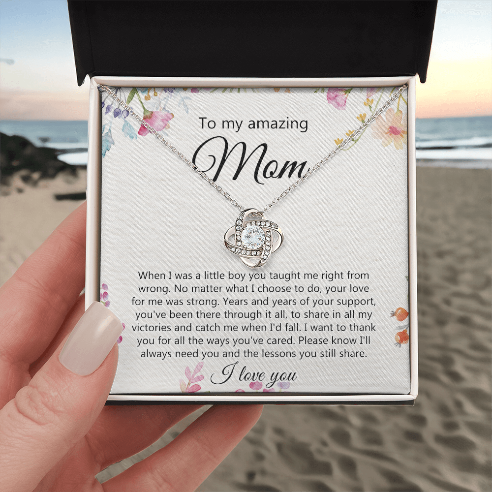 To My Amazing Mom Necklace From Daughter, Son Necklace Gift For Mom, Thank You Mom, Mother Necklace Gift On Mother's Day Birthday Gift, Anniversary, Mom Love Knot Necklace Jewelry Gift For Women