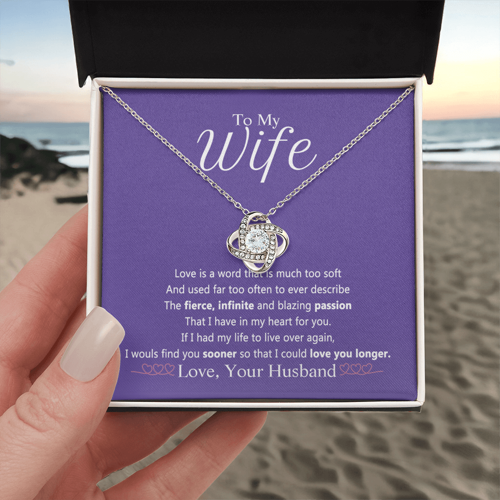 Wife Gift Necklace From Husband, To My Wife Necklace, Wife Love Knot Necklace From Husband, Jewelry Gift For Women Badass Wife Gift Necklace Soulmate Necklace Gift From Men Love You Longer Necklace