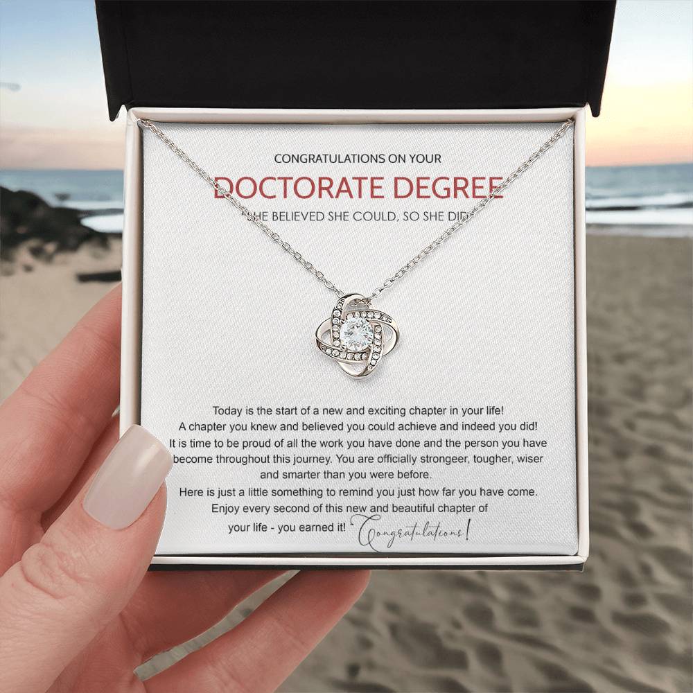 Doctorate Degree Graduation Love Knot Necklace Gift On PhD Doctoral Graduation Gift Graduate Graduating Class of 2024 Necklace Congrats Graduation Knot Pendants Gift For Daughter, Granddaughter Niece Love Knot Necklace 6323