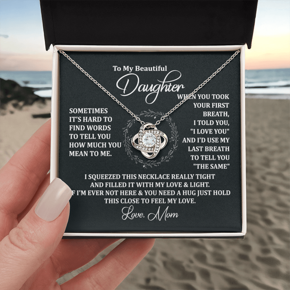 To My Beautiful Daughter Necklace Gift From Mom To Daughter, The Love Knot Necklace, Graduation Gift, Birthday Gift, Mothers Day Jewelry Birthday Gift For Daughter, Mother And Daughter Gift Jewelry