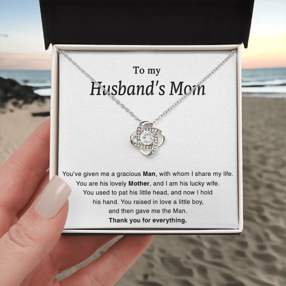 To My Husband's Mom Necklace For Her Thank You Mom Jewelry Gift Knot Mothers Day