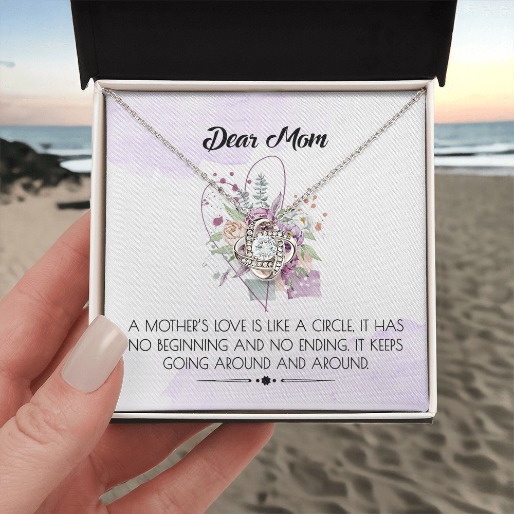 Dear Mom Gift Necklace, To My Mom Necklace, Daughter And Mother Love Knot Pendant Gift For Her, Bonus Mom Gift Necklace, Jewelry For Mom On Mothers Day, Anniversary, Birthday Gift Christmas