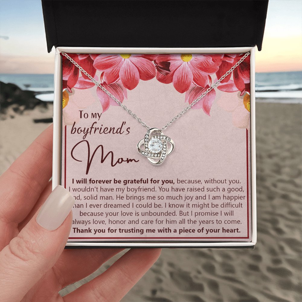 To My Boyfriend's Mom Necklace From Girlfriend Mom, Boyfriends Mom Love Knot Necklace, Boyfriend's Mom Gift Necklace, Boyfriend's Mom Gifts Necklace On Mother's Day, Xmas Present Jewelry For Women