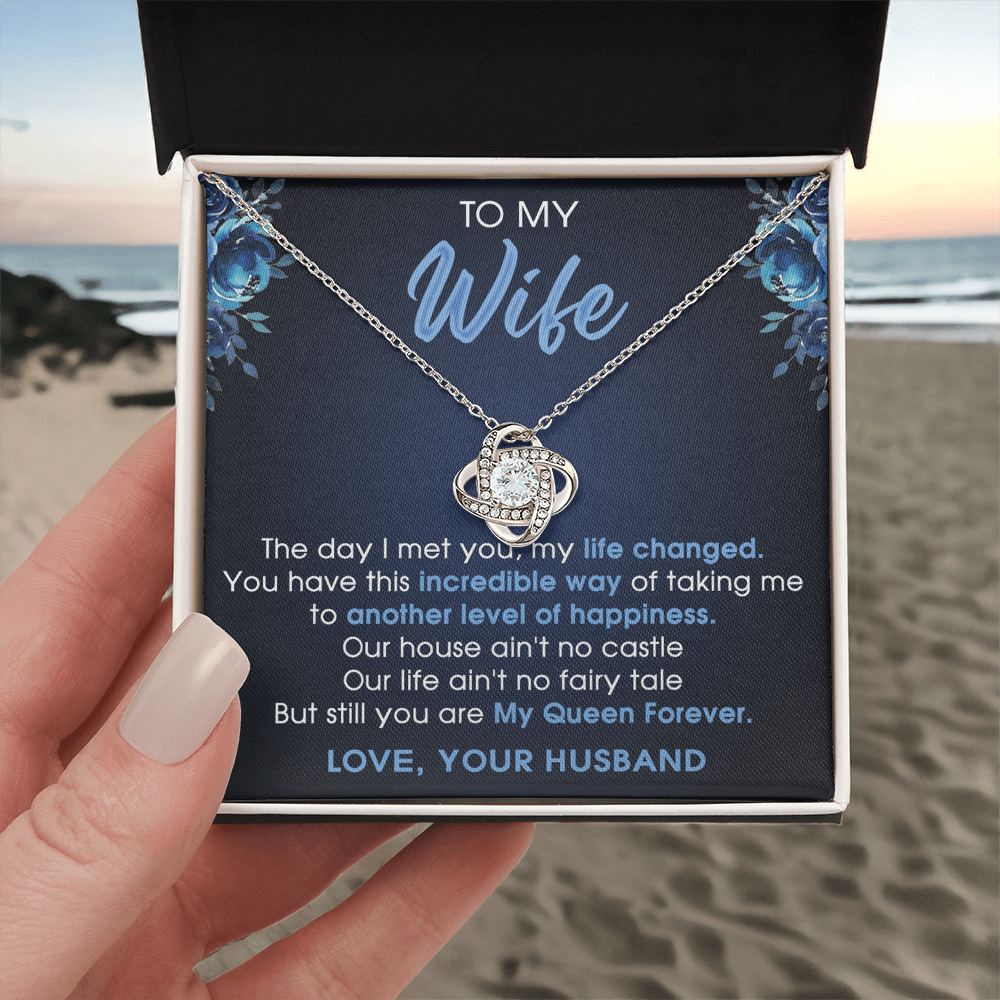 To My Wife Necklace From Husband Pendant Gift For Wife, Wife Gift Necklace, Husband To Wife Gift Love Knot Pendant From Men Jewelry Gift For Women, Soulmate Gift Necklace My Queen Forever Necklace