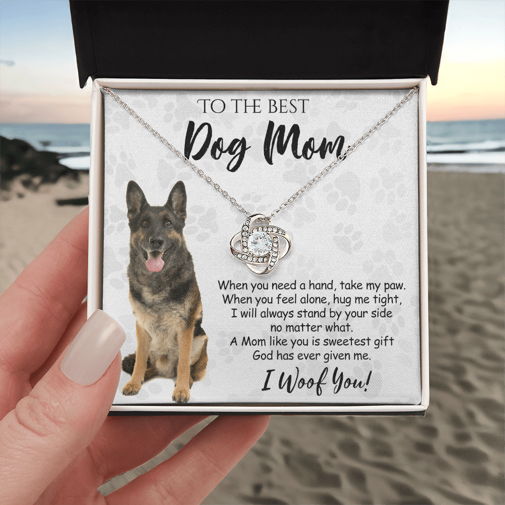 To The Best Dog Mom Love Knot Necklace From Daughter Mother's Day Necklace Gift, German Shepherd Love Knot Pendant, Jewelry Gift For Women, Dog Lovers German Shepherd Gift Necklace, Dog Mom Necklace