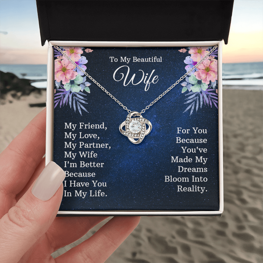 Wife Gift Necklace, To My Beautiful Wife Necklace From Husband, Wife Love Knot Necklace From Husband, Jewelry Gift For Women, My Friend Necklace, My Love Gift Necklace, My Partner Love Knot Pendant