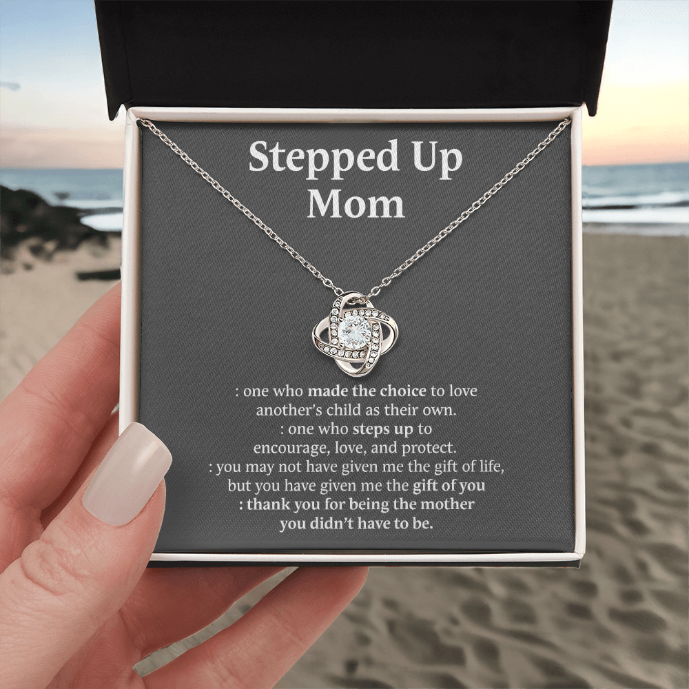 Stepped Up Mom Gifts Stepmom Necklace Jewelry for Woman Bonus Mother's Birthday