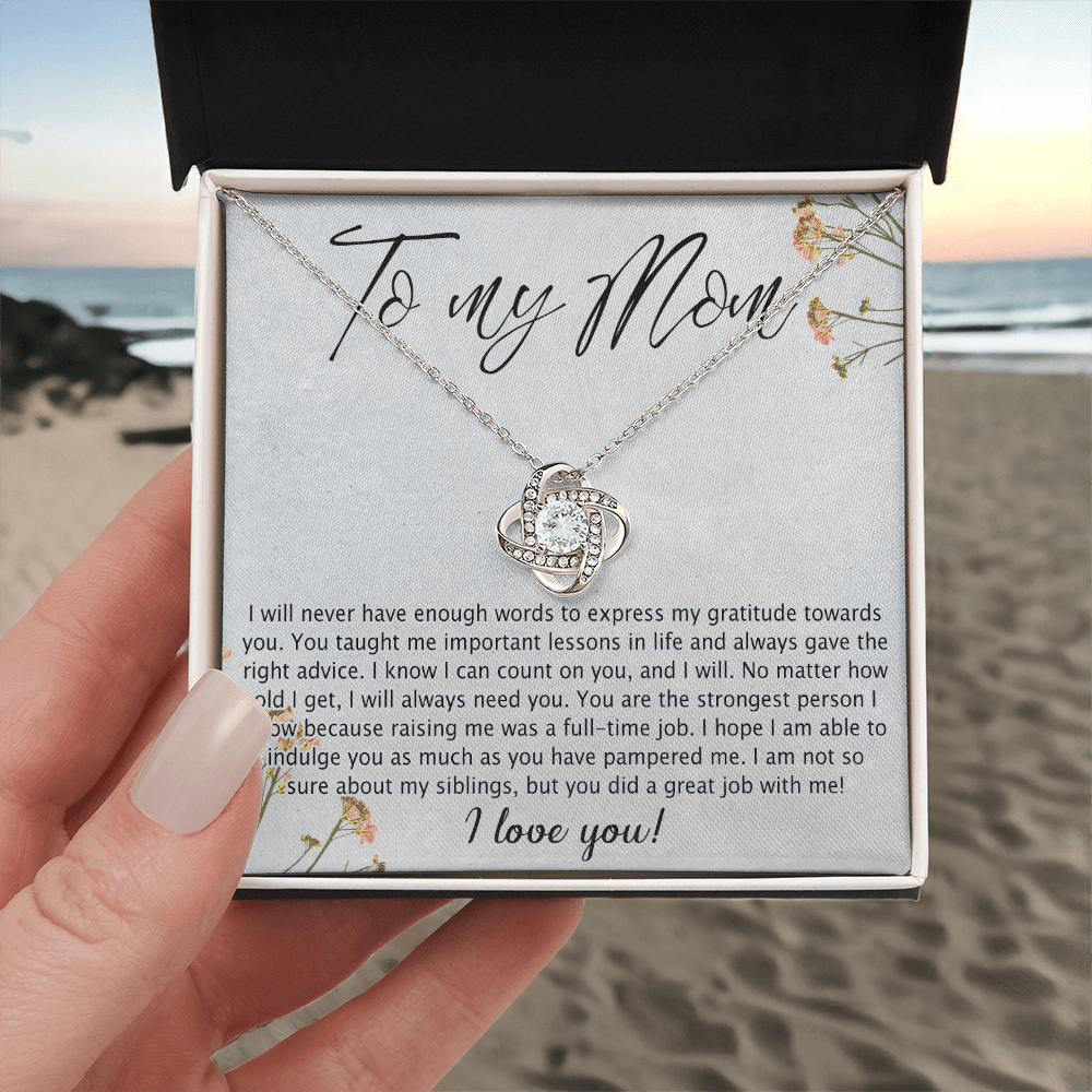 Mom Gift Necklace, To My Mom Love Knot Necklace Gift From Daughter Son Gift For Mom, Mother And Daughter Gift Necklace Personalized Gift Necklace For Mom Pendant, Love Knot Necklace Gift For Women