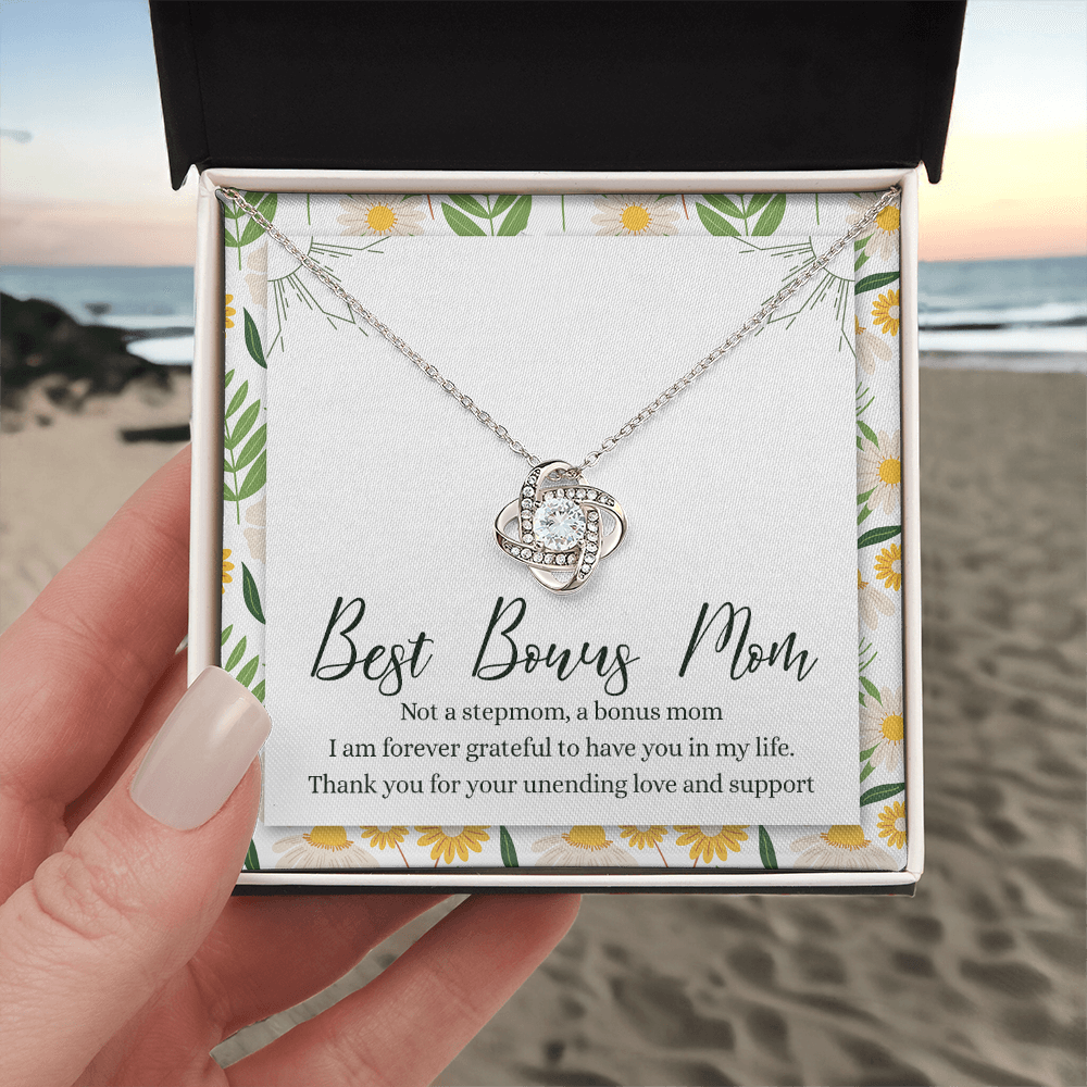 Gifts Necklace For Best Bonus Mom, To My Bonus Mom Necklace From Bonus Daughter, Bonus Mother Gift Necklace On Mother's Day, Birthday Gift Anniversary Jewelry For Women, Bonus Mom Gift Necklace