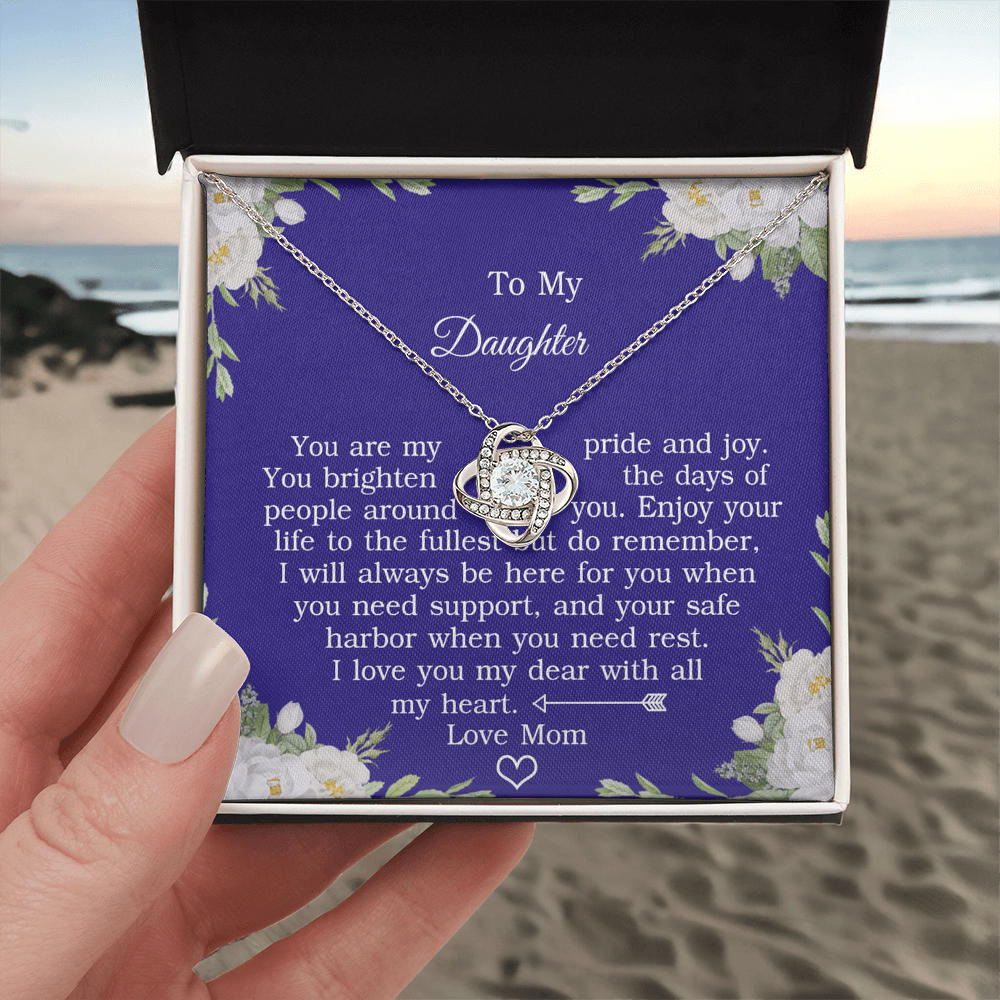 To My Daughter Love Knot Necklace From Mom And Daughter Pendant Gifts For Daughter's From Mother To Daughter Jewelry Gift For Girls, Daughter Necklace Gift From Mother, Daughter To Mom Jewelry
