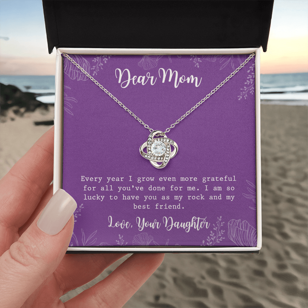 To My Mom Necklace From Daughter, My Best Friend Gift Necklace For Mom On Mothers Day, Birthday Gift Anniversary, Love Knot Pendant Gift For Her, Jewelry For Mom, Dear Mom Gifts Necklace