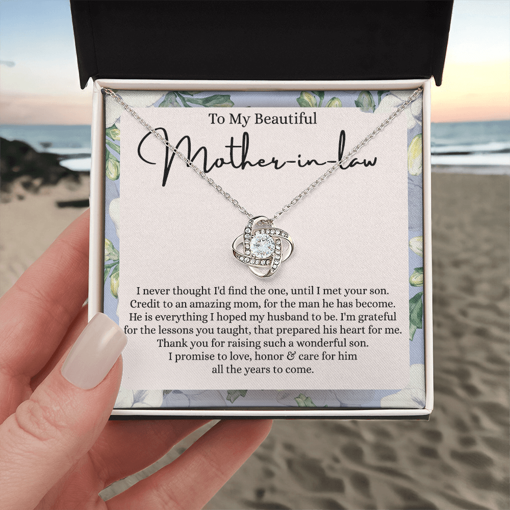Mother In Law Gift Necklace, To My Beautiful Mother In Law Love Knot Necklace Gift From Daughter In Law, Mother And Daughter Gift Necklace Pendant, The Love Knot Necklace Gift For Mom Pendant