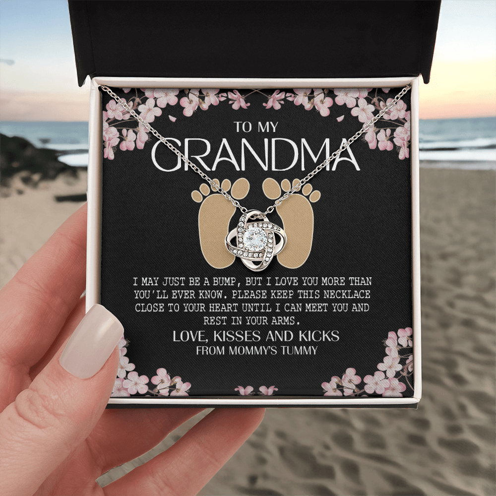 Jewelry Gift for Women, Grandma - To My Grandma Love Knot Necklace From Mommy's Tummy, Grandma And Granddaughter Gift Necklace, This Necklace Close To Your Heart Pendant, My Grandma Gift Necklace