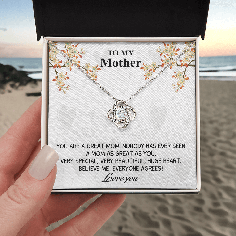 Great Mom Necklace, To My Mother Necklace From Daughter, The Love Knot Necklace Gift For Mom, Jewelry Gift For Women, Mother And Daughter Gift Necklace I Love You From Daughter To Mom Pendant