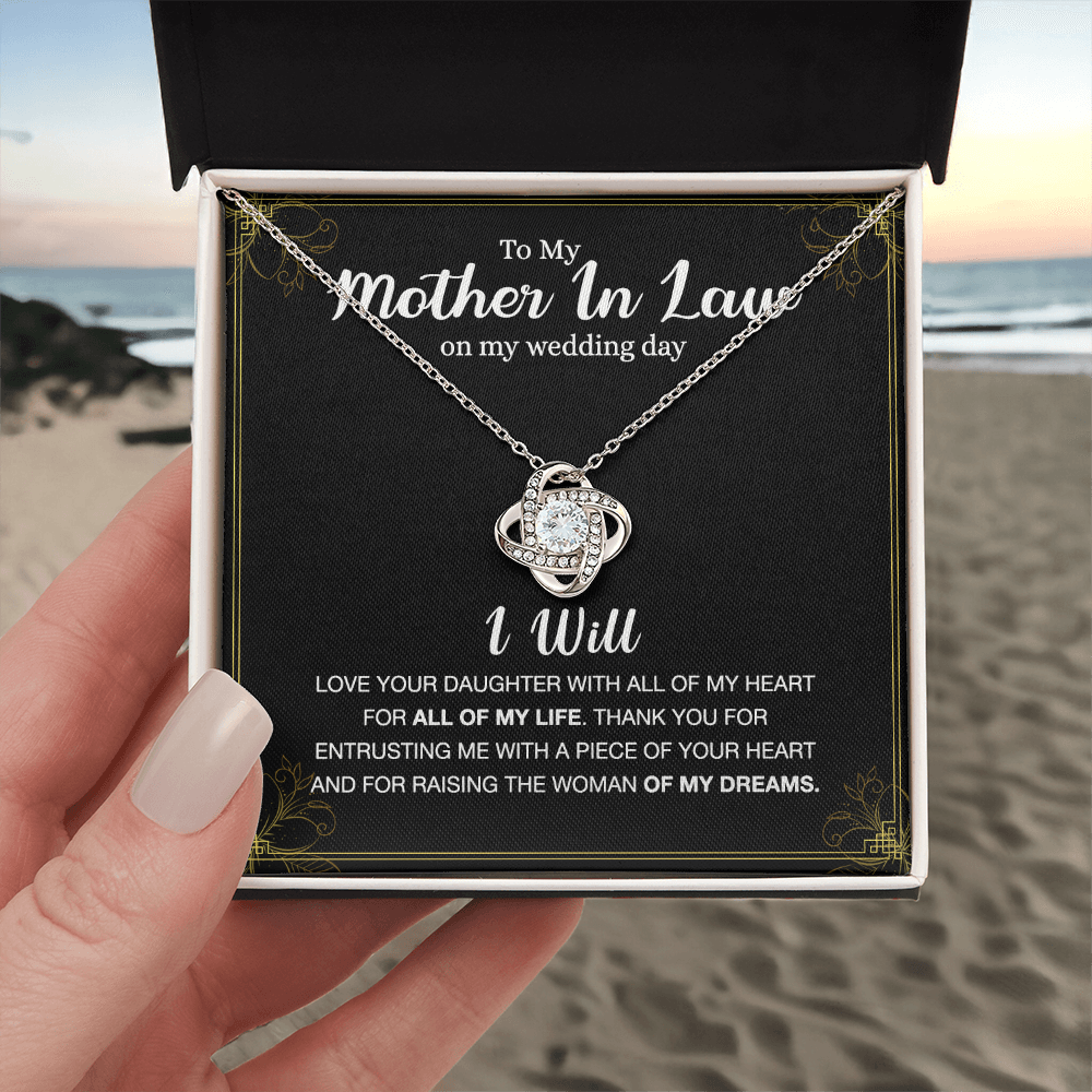 Mother In Law Gift Necklace, To My Mother In Law Love Knot Necklace Gift From Daughter, Mother In Law On My Weding Day Necklace, The Love Knot Necklace Gift On Wedding Day For Mother In Law Jewelry