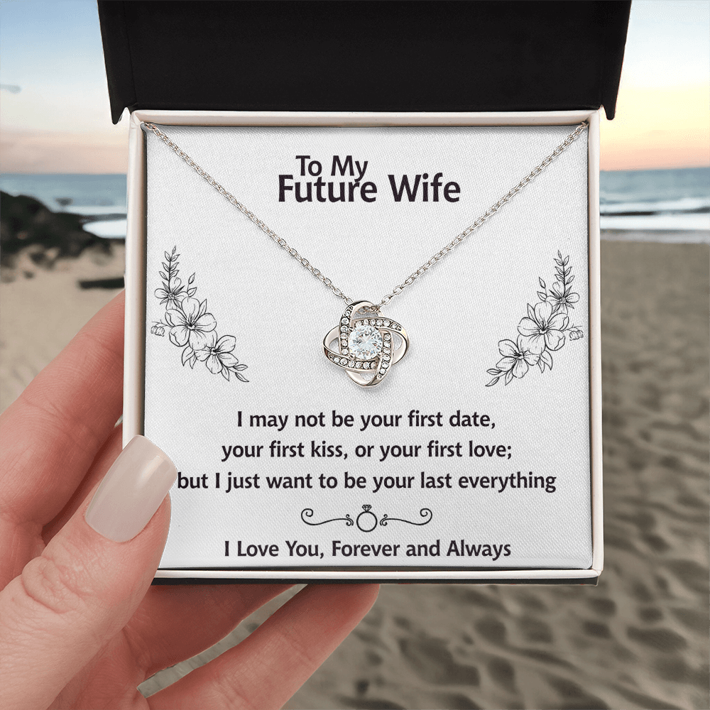 To My Future Wife Necklace, Love Knot Necklace For Girlfriend With Box And Message Card Soulmate Gift Necklace, Necklace For Her From Boyfriend, Jewelry Gift For Women, One Year Anniversary Pendant