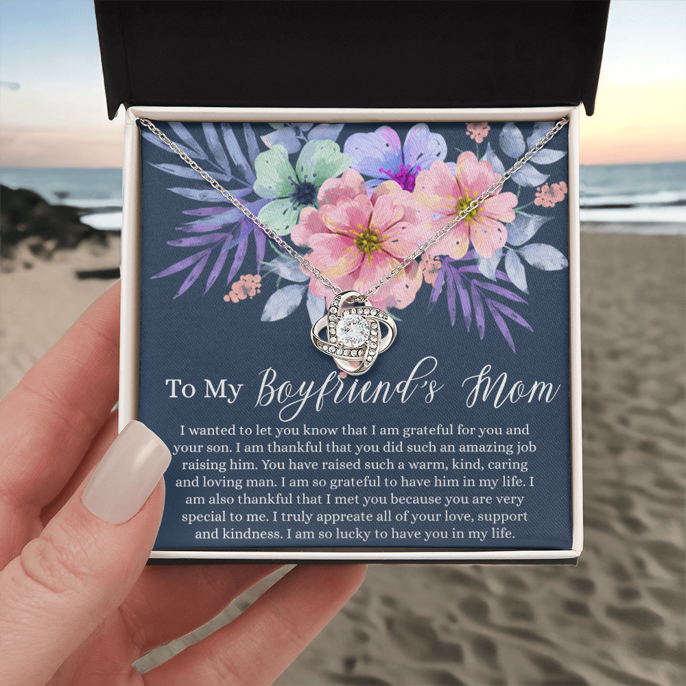 The Love Knot Necklace Gift For Boyfriend's Mom, To My Boyfriend Mom Necklace From Girlfriend, Presents for Mom Necklace for Women, Boyfriends Mom Gift Necklace On Birthday Gift, Christmas Necklace