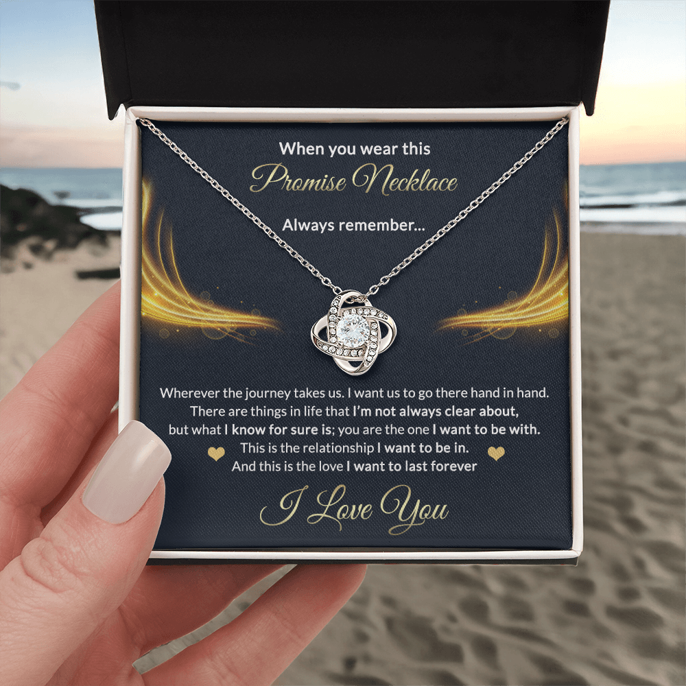 Promise Gift Necklace From Men, Jewelry Gift for Girls, Girlfriend - Promise Love Knot Necklace Gift for Women On Valentines Day, Anniversary, Long Distance Relationship Gifts Love Knot Pendant