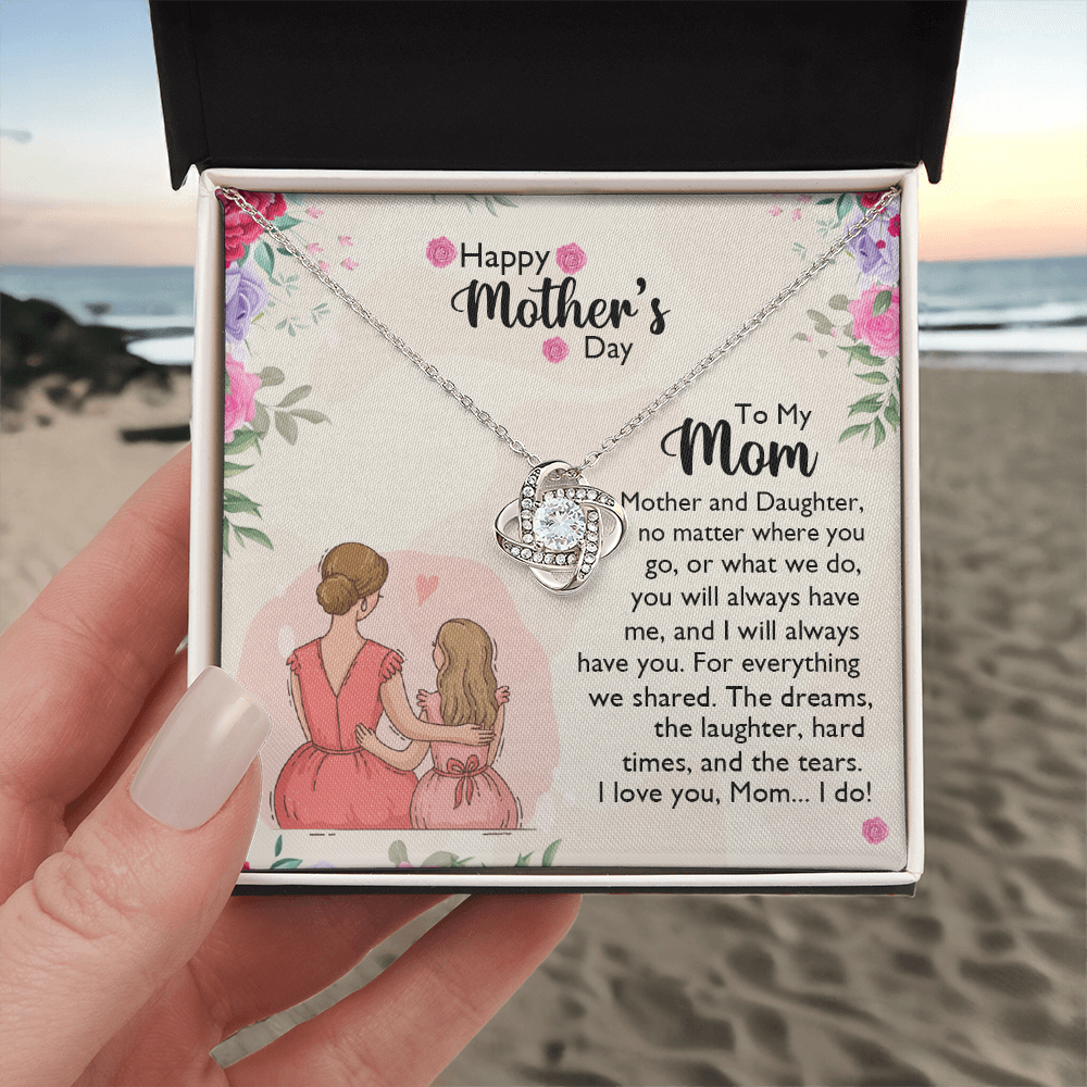 To My Mom Necklace From Daughter, Happy Mothers Day Necklace, Mom Love Knot Necklace From Daughter And Mother Jewelry Gift Mothers Day, No Matter Necklace Gift For Mom On Birthday Gift For Mom