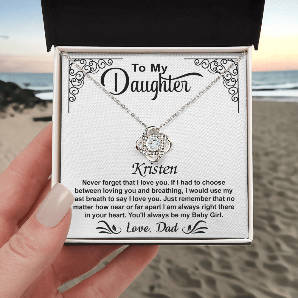 To My Daughter Love Knot Necklace with Luxury Box Gift From Dad, To My Daughter Lion Dad And Daughter - Father Daughter Gifts Ideas Love, Pendant Necklaces On Birthday, Christmas