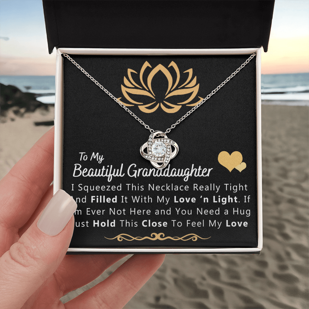 To My Beautiful Granddaughter Necklace From Grandma And Grandpa, To Granddaughter Love Knot Necklace, Gift Pendant For Granddaughtr, I Squeezed This Necklace Gift For Girls On Birthday, Anniversary