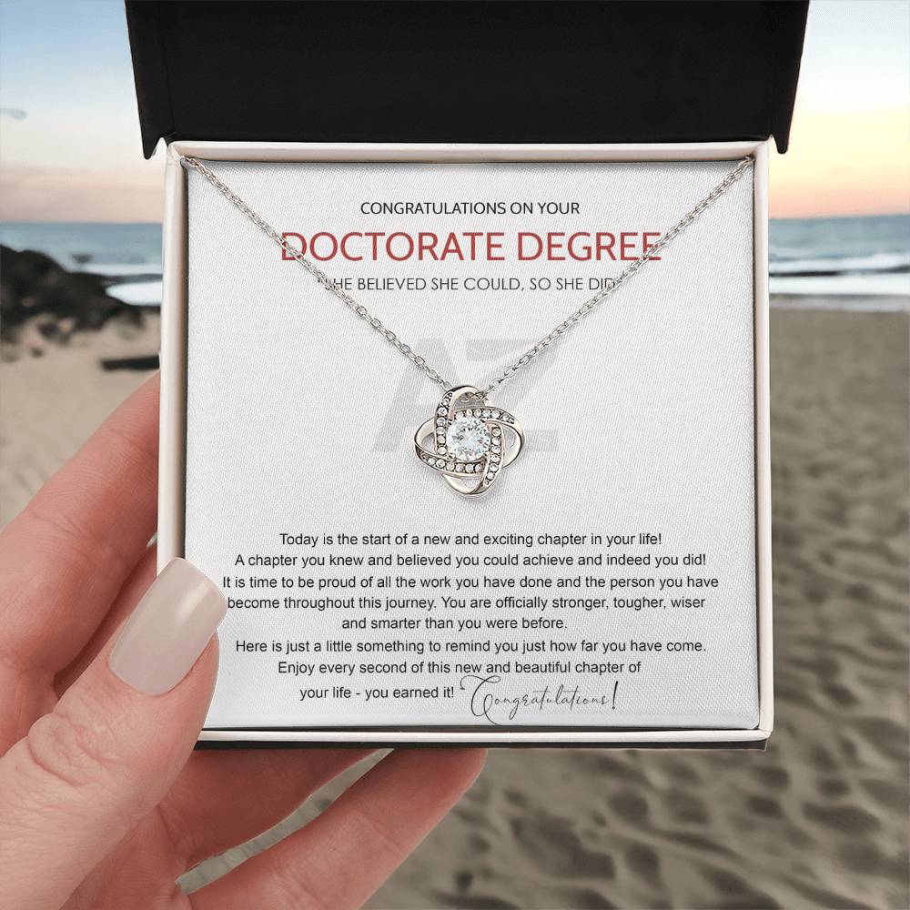 AZGifts Doctorate Degree Graduation Gift Necklace, PhD, Doctoral Graduation Gift, Graduating Doctorate Degree Graduation, With Message Card and Gift Box Necklace Love Knot Necklace chong hj