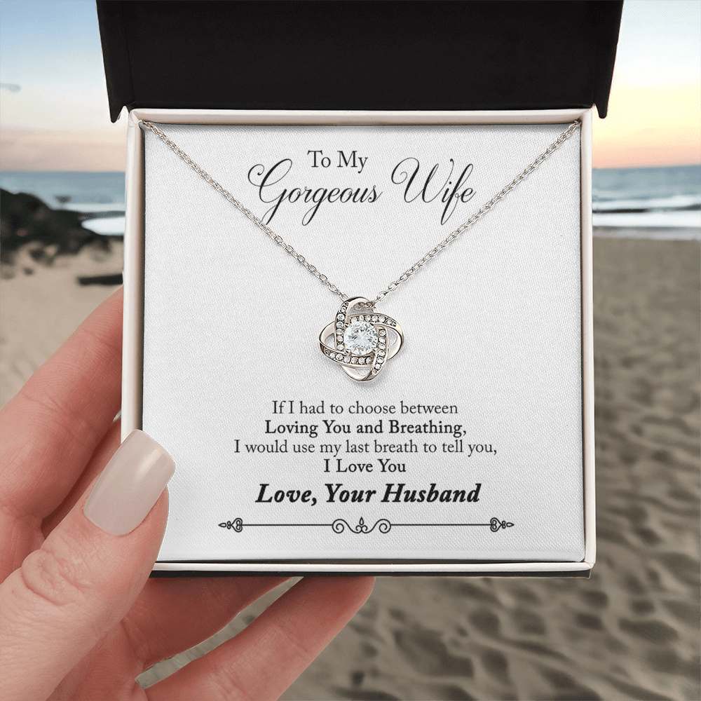 Gorgeous Wife Necklace, To My Gorgeous Wife Necklace From Husband Wife Love Knot Necklace Jewelry Gift For Women Badass Wife Gift Necklace Gorgeous Wife Gift Necklace Soulmate Gift Love Knot Pendant