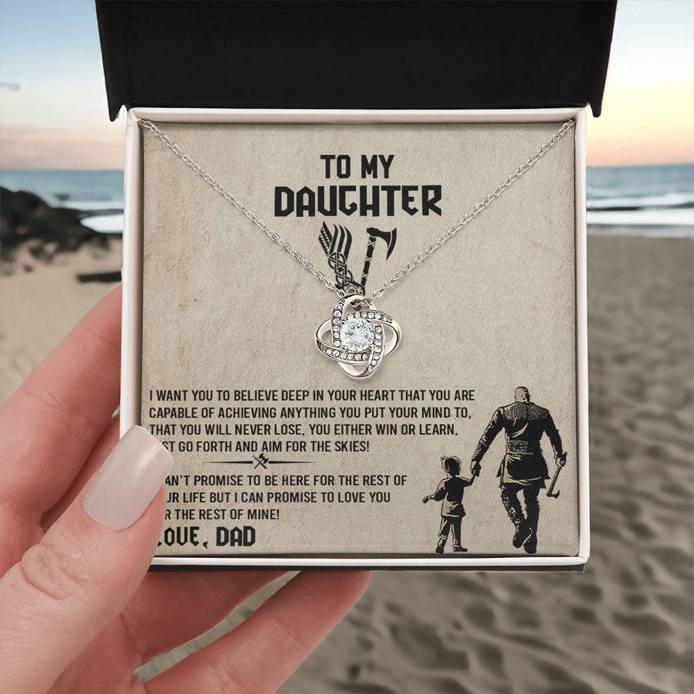 To My Daughter  Necklace from Viking Dad, Baby Girl Necklace Support Breath Be There Love Knot Chain, Personalized Gift Chain Necklace Jewelry for Women Gift On Birthday, Christmas Graduation Gift