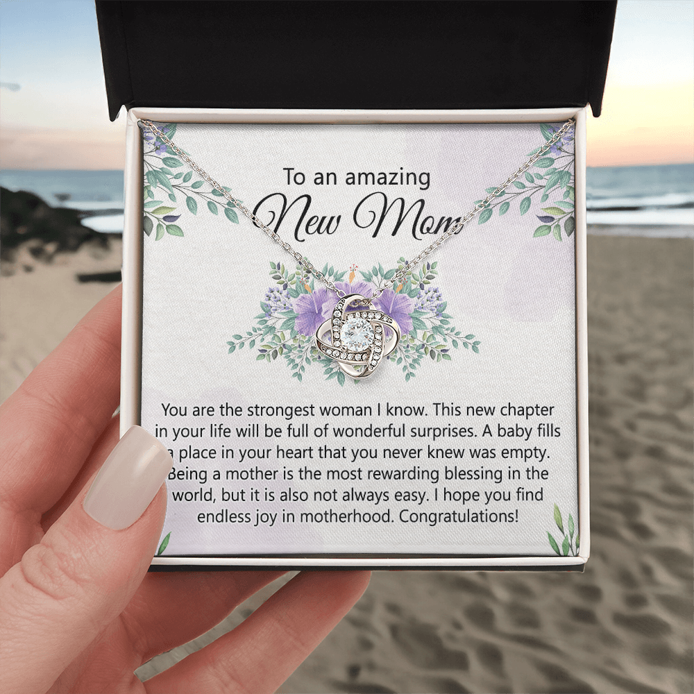 To An Amazing New Mom Necklace From Daughter, Mother's Day Necklace, First Mother's Day Jewelry Gift For Mom To Daughter Gift Mother's Day Love Knot Necklace Gift for Mom, New Mom Jewelry for Mom