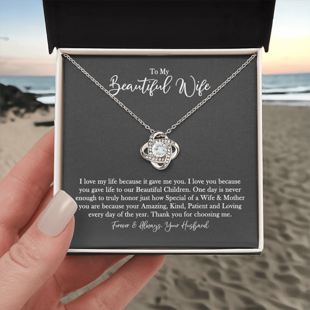 To My Beautiful Wife Necklace From Husband Valentines Day Necklace Gift For Wife, Soulmate Gift Necklace Personalized Gift Jewelry For Women, Romantic Gift Necklace, Because It Gave Me You Necklace