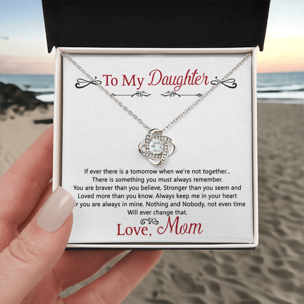To My Daughter Love Knot Necklace Gift From Mom, Daughter Gift Necklace, Mother To Daughter Pendant Gift, Little Girl Necklace Love Knot Jewelry Gift For Girls, Mother Love Daughter Necklace