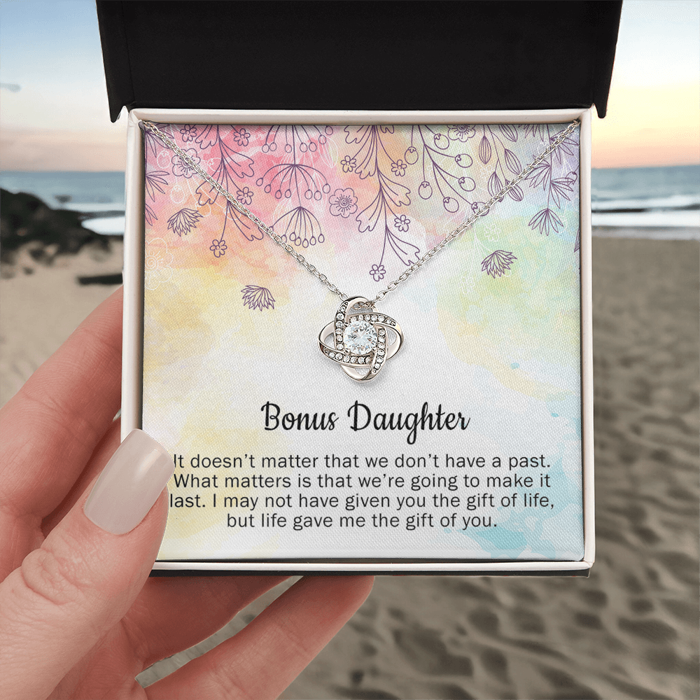 Personalized Gift Necklace - To My Bonus Daughter Gift From Mom, Step Daughter Necklace, Stepdaughter Gift From Stepmom, Step Daughter Wedding Gift, Bonus Daughter Necklace Jewelry Gift For Girls
