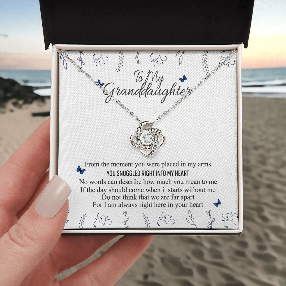 Love Knot Necklace Granddaughter Gifts From Grandma Grandpa - To My Granddaughter Necklace Card Message Gifts For Granddaughter With Inspirational Quotes, Jewelry Gift For Girls, Granddaughter Gift