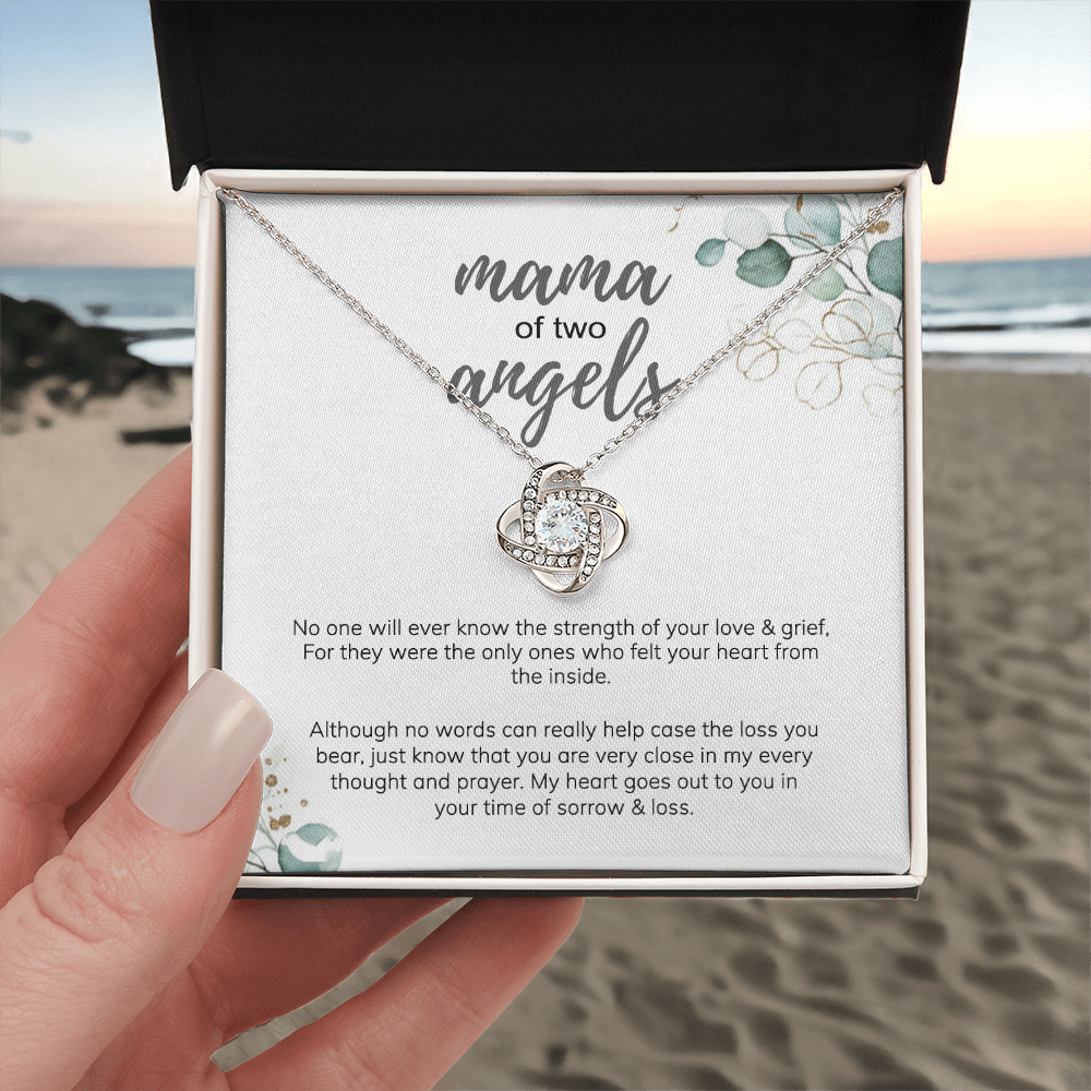 Mama Love Knot Necklace, Mama Of Two Angels Necklace From Daughter, Love And Grief Necklace Gift For Mom, Mother's Day Necklace Gift For Mom, Jewelry Gift For Mom From Daughter Gift Necklace To Mom