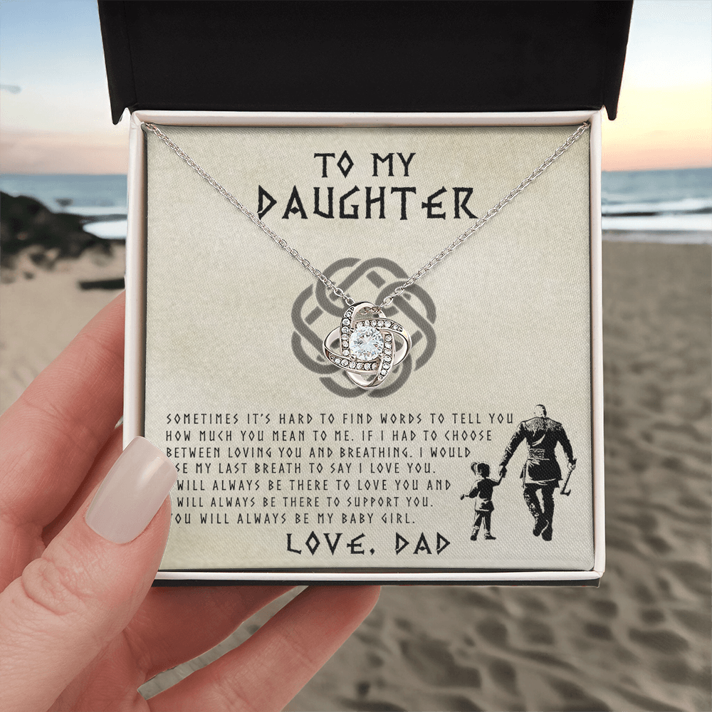 Viking Daughter Necklace From Dad To My Shieldmaiden Daughter Always Remember You Are Braver Than You Believe Necklace Message Card and Gift Box styles On Birthday, Christmas Graduation Gift