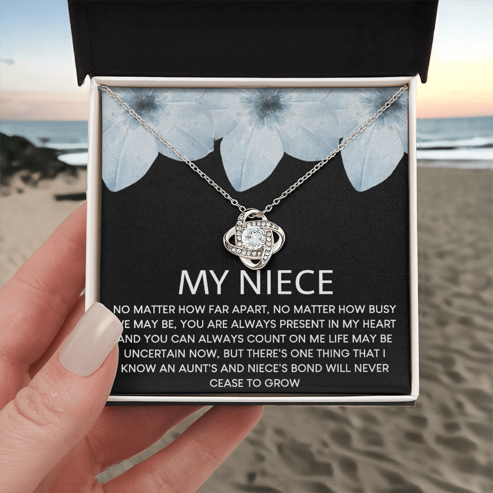 To My Niece Love Knot Necklace From Aunt, Niece Confirmation, Niece With Message Card and Gift Box Necklace Gift from Aunt or Uncle Aunt Niece Necklace, Niece Birthday Gift, Niece Graduation Gift
