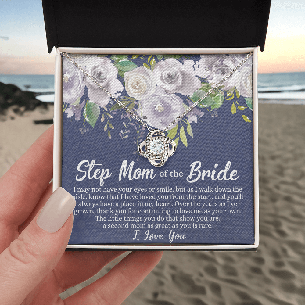 Mom Of The Bride Gift Necklace, To My Step Mom Love Knot Necklace From Daughter, Step Mom Gift Necklace - Second Mom Gift Necklace, Jewelry Gift For Women, Daughter To Step Mom Of The Bride Necklace