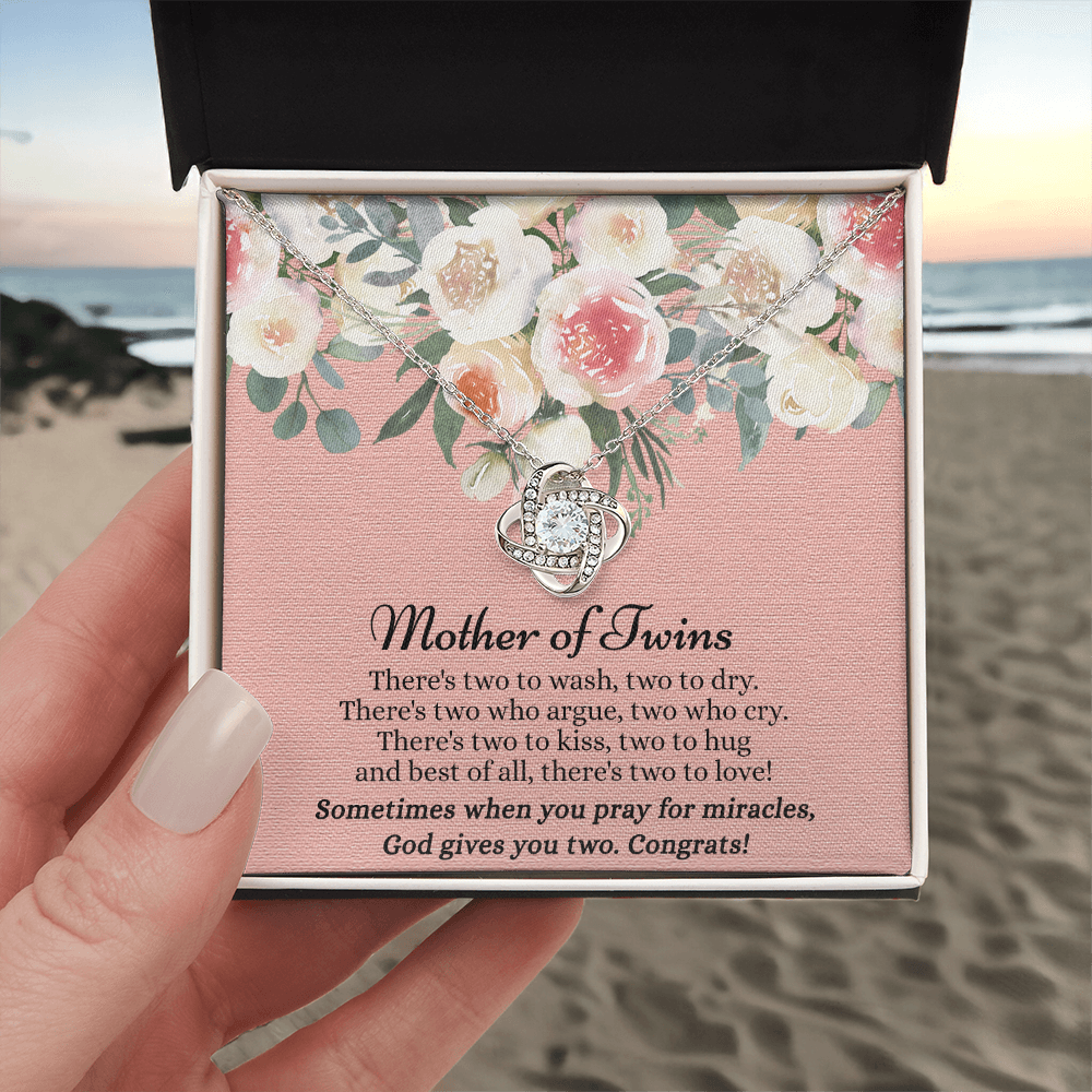 Mom Of Twins Necklace, Jewelry Gift For Mother Of Twins Love Knot Necklace, Parents of Twins, Gift Necklace For New Mom of Twins, Birthday Gift For Mom of Twins Necklace, New Mom Gift Necklace