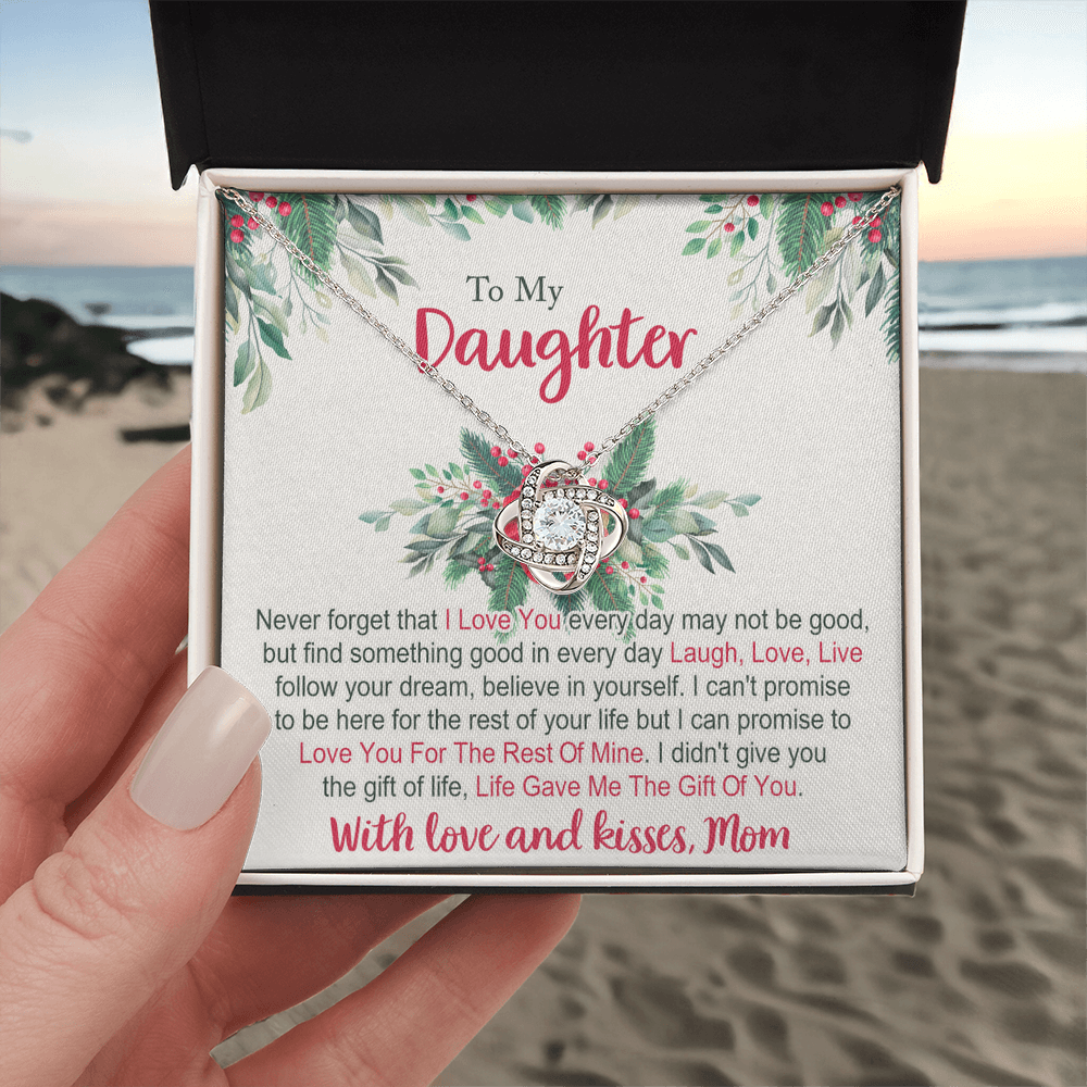 To My Daughter Gifts Necklace From Mom for Christmas Daughter's Graduation Gifts for Her, Mother To Daughter Necklace Christmas Card Pendant Mother And Daughter Jewelry Gift For Girls