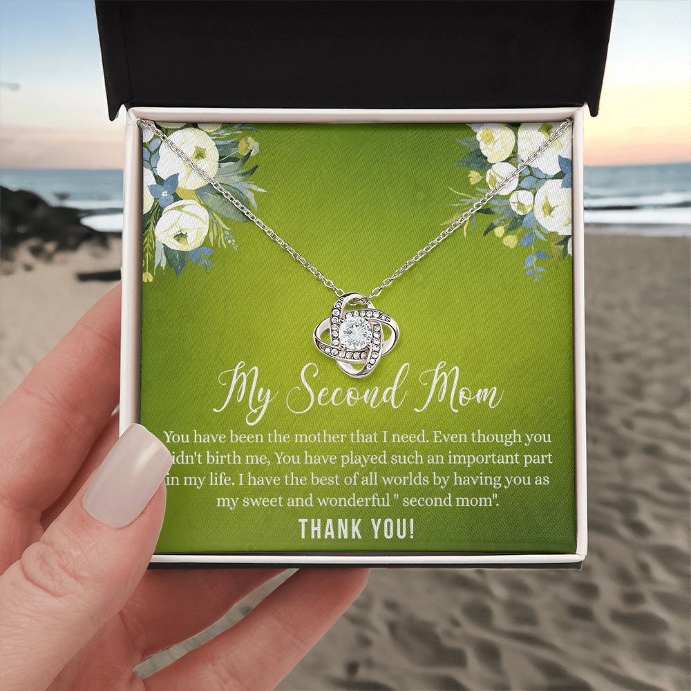 Second Mom Necklace, To My Second Mom Love Knot Necklace Gift From Daughter, Mother And Daughter Gift Necklace Personalized Gift Necklace For Mom, Thank You Love Knot Necklace Gift For Women