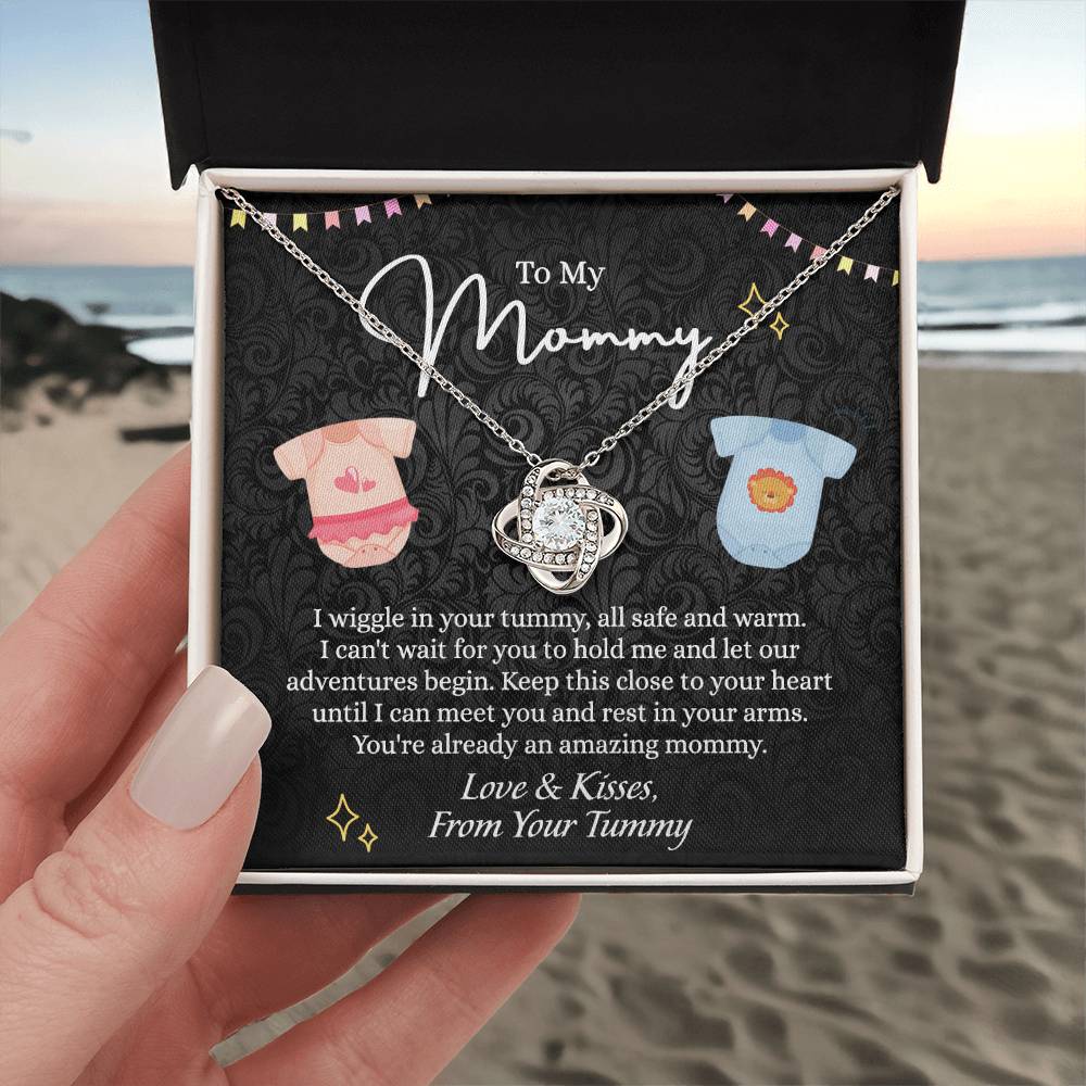 To My Mommy Love Knot Necklace, Mommy Gifts Necklace from Baby, Mommy Gift Necklace from Baby to Mom On Birthday, Gifts for Mom from Baby, New Mom Gift From Husband, New Mom Jewelry Gift For Wome